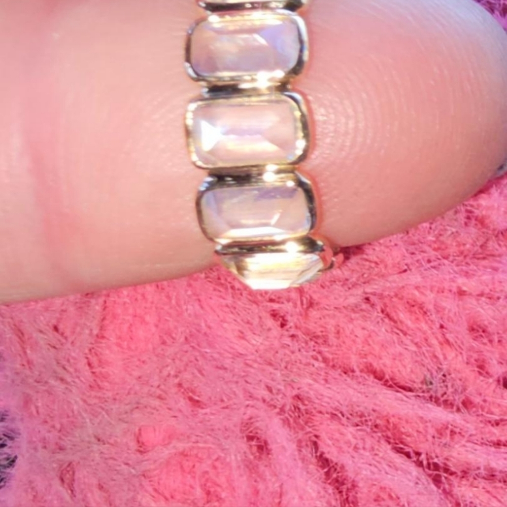 18 k yellow gold moonstone eternity band new